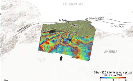 SAR Imagery Shows Extent of Caracas Earthquake Land Displacement